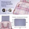 imageRUVALINO Diaper Bag BackpackMultifunction Travel Baby Diaper Bag with Changing Pad Insulated Bottle Holders ampamp Pacifier Case Large Capacity Waterproof GrayPink Plaid