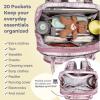imageRUVALINO Diaper Bag BackpackMultifunction Travel Baby Diaper Bag with Changing Pad Insulated Bottle Holders ampamp Pacifier Case Large Capacity Waterproof GrayPink Plaid