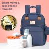 imageRUVALINO Diaper Bag BackpackMultifunction Travel Baby Diaper Bag with Changing Pad Insulated Bottle Holders ampamp Pacifier Case Large Capacity Waterproof GrayNavy Blue