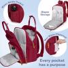 imageRUVALINO Diaper Bag BackpackMultifunction Travel Baby Diaper Bag with Changing Pad Insulated Bottle Holders ampamp Pacifier Case Large Capacity Waterproof GrayPurplish Red
