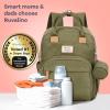 imageRUVALINO Diaper Bag BackpackMultifunction Travel Baby Diaper Bag with Changing Pad Insulated Bottle Holders ampamp Pacifier Case Large Capacity Waterproof GrayMilitary Green