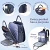 imageRUVALINO Diaper Bag BackpackMultifunction Travel Baby Diaper Bag with Changing Pad Insulated Bottle Holders ampamp Pacifier Case Large Capacity Waterproof GrayNavy Blue