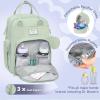 imageRUVALINO Diaper Bag BackpackMultifunction Travel Baby Diaper Bag with Changing Pad Insulated Bottle Holders ampamp Pacifier Case Large Capacity Waterproof GrayMint Green