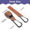 imageRUVALINO Leather Stroller Hooks for Diaper Bag and Stroller Organizer  Stroller Strap with Large Carabiner Clip for Bags  Accessories for Wheelchair Shopping and Pet Cart Black and Brown 4 PackLeatherBrownBlack