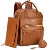 imageRUVALINO Diaper Bag Backpack Multifunction Travel Pack Maternity Baby Changing Bags Large Capacity Waterproof GrayBrown