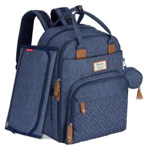 imageRUVALINO Diaper Bag Backpack Multifunction Travel Pack Maternity Baby Changing Bags Large Capacity Waterproof GrayNavy Blue
