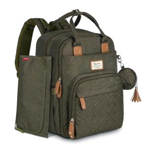 imageRUVALINO Diaper Bag Backpack Multifunction Travel Pack Maternity Baby Changing Bags Large Capacity Waterproof GrayOlive Green