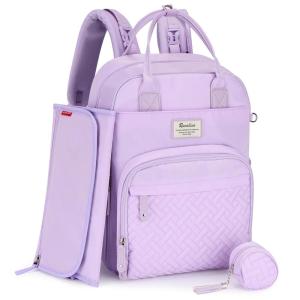imageRUVALINO Diaper Bag Backpack Multifunction Travel Pack Maternity Baby Changing Bags Large Capacity Waterproof GrayPurple
