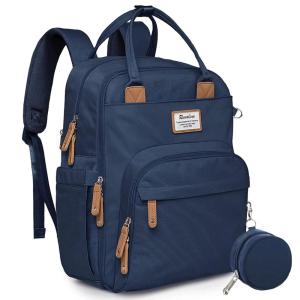 imageRUVALINO Diaper Bag BackpackMultifunction Travel Baby Diaper Bag with Changing Pad Insulated Bottle Holders ampamp Pacifier Case Large Capacity Waterproof GrayPeacock Blue