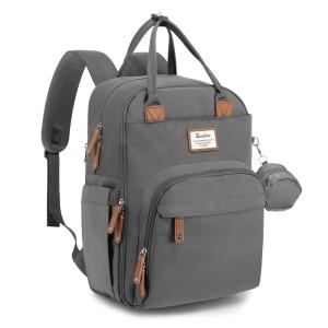 imageRUVALINO Diaper Bag BackpackMultifunction Travel Baby Diaper Bag with Changing Pad Insulated Bottle Holders ampamp Pacifier Case Large Capacity Waterproof GrayIron Gray