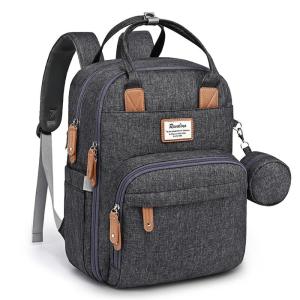 imageRUVALINO Diaper Bag BackpackMultifunction Travel Baby Diaper Bag with Changing Pad Insulated Bottle Holders ampamp Pacifier Case Large Capacity Waterproof GrayClassicdark Gray