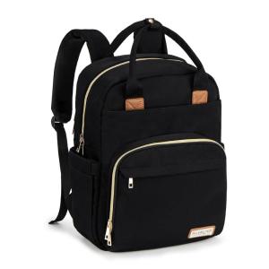 imageRUVALINO Diaper Bag BackpackMultifunction Travel Baby Diaper Bag with Changing Pad Insulated Bottle Holders ampamp Pacifier Case Large Capacity Waterproof GrayDeep Black