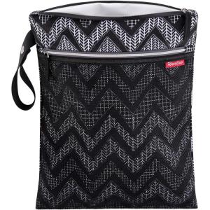 imageRUVALINO Wet Dry Bag Reusable Baby Diaper Bag Accessory with Two compartments for Cloth Diapers Toys Swimsuits Dirty Gym Clothes Toiletries Large Capacity Waterproof and Stylish Black
