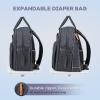 imageRUVALINO Diaper Bag BackpackExpandable Baby Bag with up to 50 Capacity Baby Essentials Bag with Changing Pad Insulated Bottle Holders ampamp Pacifier Case Waterproof Dark Gray XLDark Gray Xl