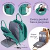 imageRUVALINO Diaper Bag BackpackExpandable Baby Bag with up to 50 Capacity Baby Essentials Bag with Changing Pad Insulated Bottle Holders ampamp Pacifier Case Waterproof Dark Gray XLTurquoise