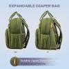 imageRUVALINO Diaper Bag BackpackExpandable Baby Bag with up to 50 Capacity Baby Essentials Bag with Changing Pad Insulated Bottle Holders ampamp Pacifier Case Waterproof Dark Gray XLArmy Green Xl