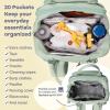 imageRUVALINO Diaper Bag BackpackExpandable Baby Bag with up to 50 Capacity Baby Essentials Bag with Changing Pad Insulated Bottle Holders ampamp Pacifier Case Waterproof Dark Gray XLMint Green