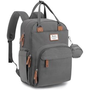 imageRUVALINO Diaper Bag BackpackExpandable Baby Bag with up to 50 Capacity Baby Essentials Bag with Changing Pad Insulated Bottle Holders ampamp Pacifier Case Waterproof Dark Gray XLIron Gray