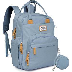 imageRUVALINO Diaper Bag BackpackExpandable Baby Bag with up to 50 Capacity Baby Essentials Bag with Changing Pad Insulated Bottle Holders ampamp Pacifier Case Waterproof Dark Gray XLSky Blue