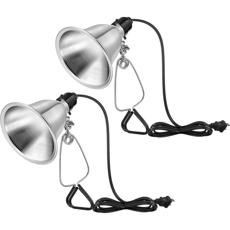 VIVOSUN Clamp Lamp Light with Detachable 8.5 Inch Aluminum Reflector up to 150 Watt E26 Socket , 6 Feet Cord, UL Listed, Pack of 2)