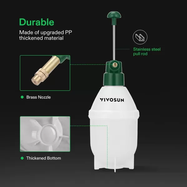 VIVOSUN 0.4 Gallon Handheld Garden Pump Sprayer, 50 oz Gallon Lawn &amp; Garden Pressure Water Spray Bottle with Adjustable Brass Nozzle, for Plants and Other Cleaning Solutions 