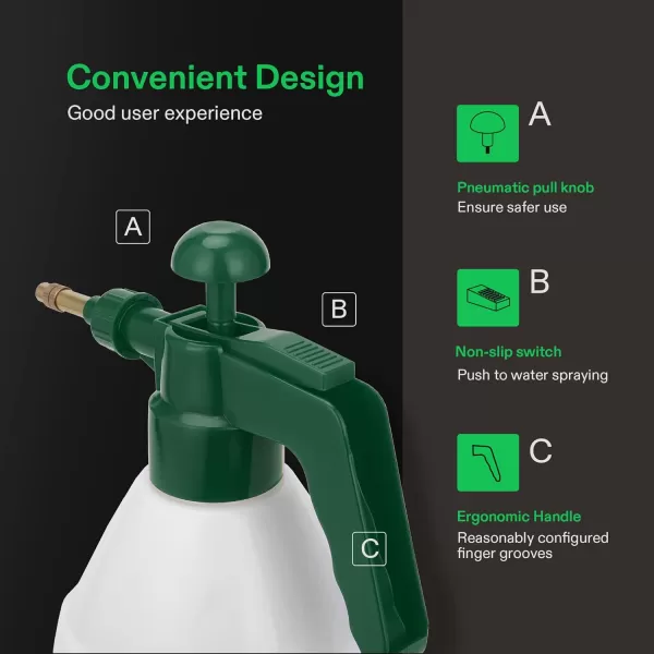 VIVOSUN 0.4 Gallon Handheld Garden Pump Sprayer, 50 oz Gallon Lawn &amp; Garden Pressure Water Spray Bottle with Adjustable Brass Nozzle, for Plants and Other Cleaning Solutions 