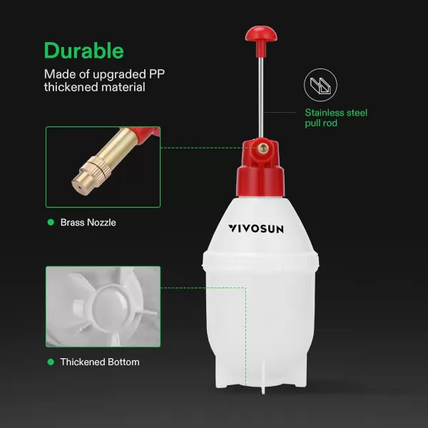 VIVOSUN 0.4 Gallon Handheld Garden Pump Sprayer, 50 oz Gallon Lawn &amp; Garden Pressure Water Spray Bottle with Adjustable Brass Nozzle, for Plants and Other Cleaning Solutions 
