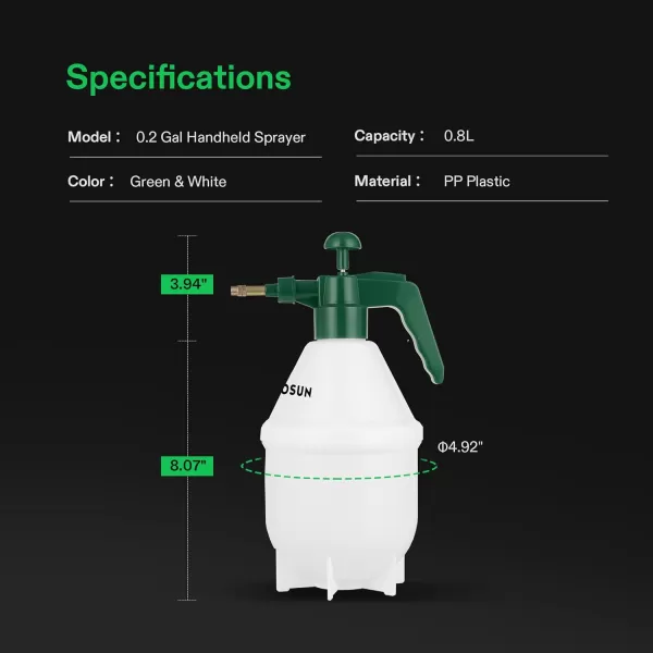 VIVOSUN 0.4 Gallon Handheld Garden Pump Sprayer, 50 oz Gallon Lawn &amp; Garden Pressure Water Spray Bottle with Adjustable Brass Nozzle, for Plants and Other Cleaning Solutions 