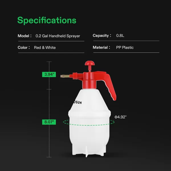 VIVOSUN 0.4 Gallon Handheld Garden Pump Sprayer, 50 oz Gallon Lawn &amp; Garden Pressure Water Spray Bottle with Adjustable Brass Nozzle, for Plants and Other Cleaning Solutions 