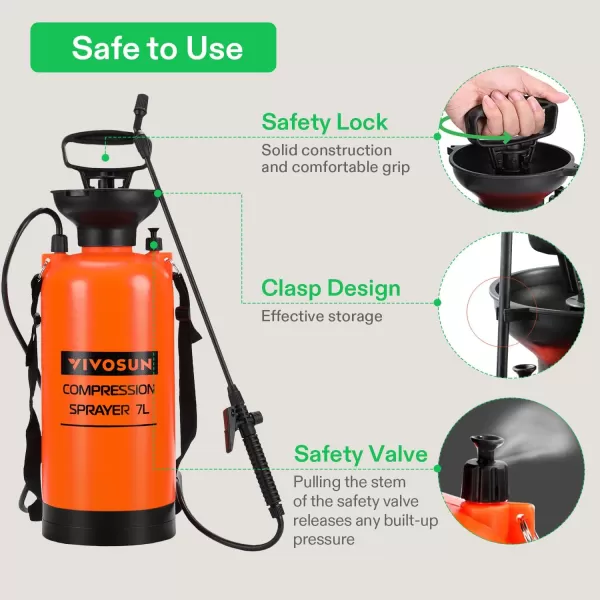 VIVOSUN 1.85-Gallon Pump Pressure Sprayer, Pressurized Lawn &amp; Garden Water Spray Bottle with Adjustable Shoulder Strap, for Spraying Plants, Garden Watering and Household Cleaning