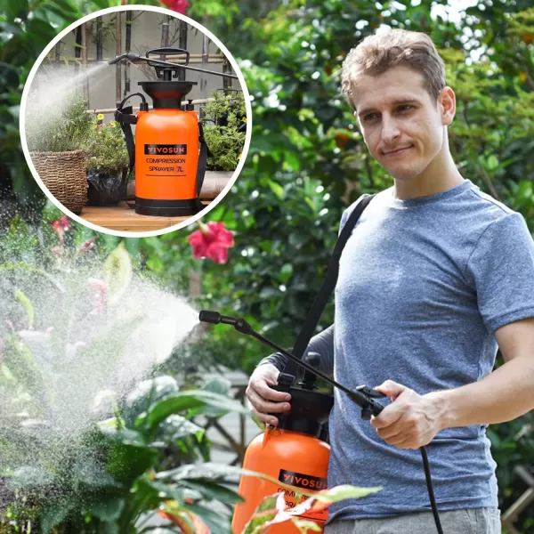 VIVOSUN 1.85-Gallon Pump Pressure Sprayer, Pressurized Lawn &amp; Garden Water Spray Bottle with Adjustable Shoulder Strap, for Spraying Plants, Garden Watering and Household Cleaning
