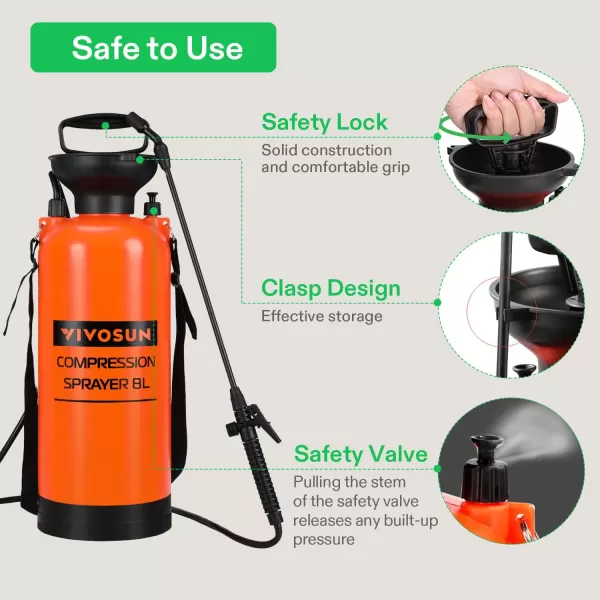 VIVOSUN 1.85-Gallon Pump Pressure Sprayer, Pressurized Lawn &amp; Garden Water Spray Bottle with Adjustable Shoulder Strap, for Spraying Plants, Garden Watering and Household Cleaning