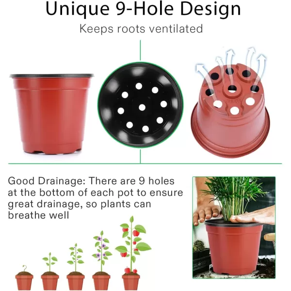 VIVOSUN 100pcs 4 Inch Planter Nursery Pots, Plastic Pots for Flower Seedling