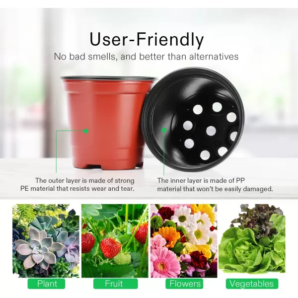 VIVOSUN 100pcs 4 Inch Planter Nursery Pots, Plastic Pots for Flower Seedling