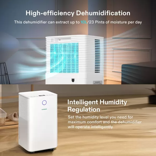 VIVOSUN 10L/23 Pint 2,000 Sq. Ft. Dehumidifier, Ultra-Quiet Auto Defrost Dehumidifier Equipped with Smart WIFI App, Color Digital Display, 24-hour Timer for Home, Basement, Bedroom