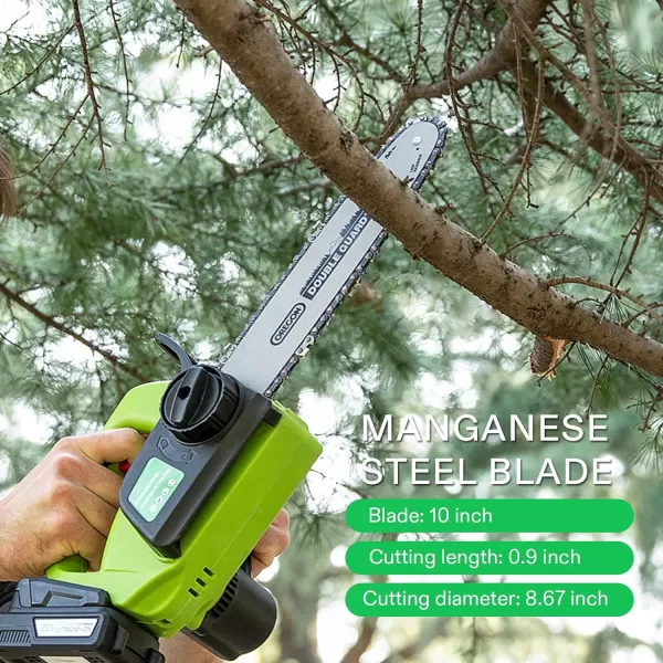 VIVOSUN 10" Cordless Chainsaw with 2Pcs 20V Rechargeable 2000mAh Batteries and Fast Charger, Security Lock, Automatic Oiler, Lightweight mini chainsaw for Women, Powered Electric Chainsaw for Trimming