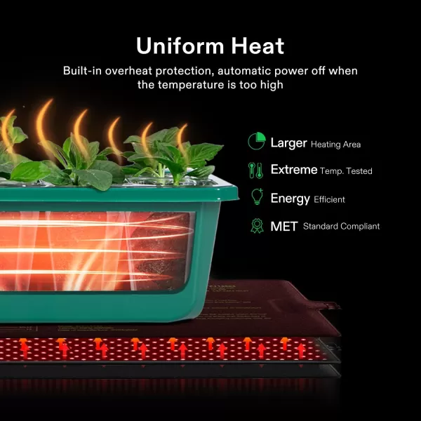 VIVOSUN 10"x20.75" Seedling Heat Mat with Built-in Temperature Controller, UL &amp; MET-Certified Waterproof Plant Heating Pad for Germination, Hydroponics, Brewing, Breeding, and Greenhouses
