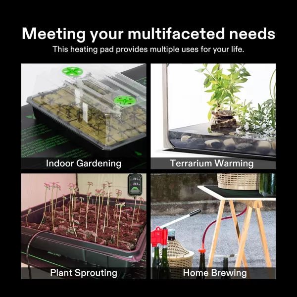 VIVOSUN 10"x20.75" Seedling Heat Mat with Built-in Temperature Controller, UL &amp; MET-Certified Waterproof Plant Heating Pad for Germination, Hydroponics, Brewing, Breeding, and Greenhouses