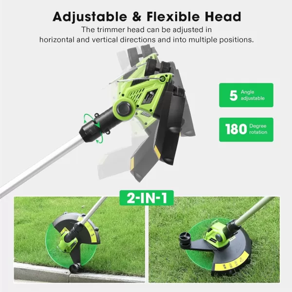 VIVOSUN 12” Cordless String Trimmer and Edger, 20V 2.0Ah Weed Eater, 2-Speed Control with Adjustable Head, Pole &amp; Handle, Spool, Lightweight &amp; Compact Trimmer, Battery and Fast Charger Included