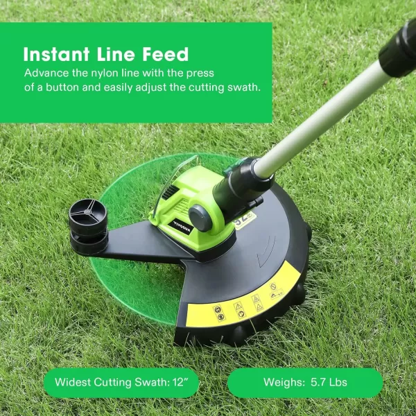 VIVOSUN 12” Cordless String Trimmer and Edger, 20V 2.0Ah Weed Eater, 2-Speed Control with Adjustable Head, Pole &amp; Handle, Spool, Lightweight &amp; Compact Trimmer, Battery and Fast Charger Included