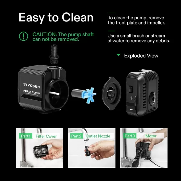VIVOSUN 130GPH Submersible Pump, Ultra Quiet Water Pump with 2.6ft High Lift, Fountain Pump with 5ft Power Cord, 2 Nozzles for Fish Tank, Pond, Aquarium, Statuary, Hydroponics