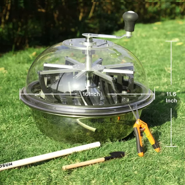 VIVOSUN 19 inch Bud Leaf Bowl Trimmer with Clear Visibility Dome, Sharp Stainless Steel Blades for Spin Cut, Solid Metal Gear Box, and Hand Pruner 