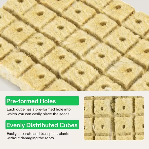 VIVOSUN 1" Rockwool Cubes, 200 Plugs Stonewool Starter Grow Cubes for Cuttings, Cloning, Plant Propagation, Seed Starting, Hydroponic Grow Media for Vigorous Plant Growth, 4 Sheets of 200 Plugs