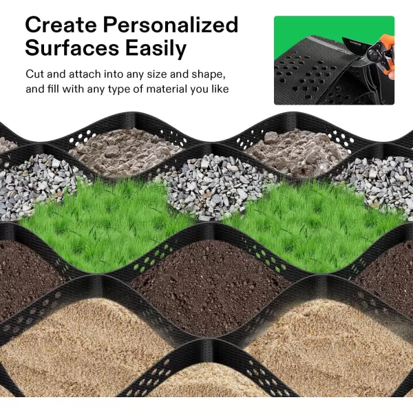 VIVOSUN 2’’ Depth Ground Grid, 9x17 ft, High-Density HDPE Geo Cell, 1885 lbs per sq ft Load, Foldable &amp; Tensile, Easy Installation with Gloves, Perfect for Gardens, Driveways, Pathways, Slopes
