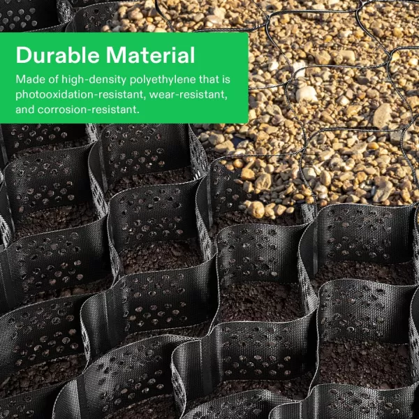 VIVOSUN 2’’ Depth Ground Grid, 9x17 ft, High-Density HDPE Geo Cell, 1885 lbs per sq ft Load, Foldable &amp; Tensile, Easy Installation with Gloves, Perfect for Gardens, Driveways, Pathways, Slopes
