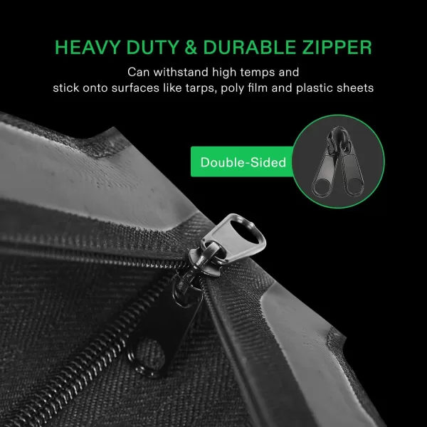 VIVOSUN 2-Pack Heavy Duty Zipper, 3In. x 7Ft. Peel &amp; Stick Zipper for Tarp, Double-Side Greenhouse Zipper Indoor Outdoor Dust Barriers Tent Zipper, Black