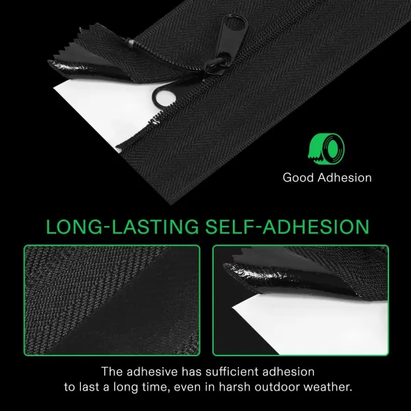 VIVOSUN 2-Pack Heavy Duty Zipper, 3In. x 7Ft. Peel &amp; Stick Zipper for Tarp, Double-Side Greenhouse Zipper Indoor Outdoor Dust Barriers Tent Zipper, Black
