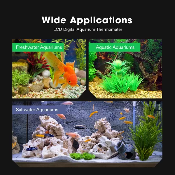 VIVOSUN 2-Pack LCD Digital Aquarium Thermometer Fish Tank Water Terrarium Temperature with Suction Cup for Turtle