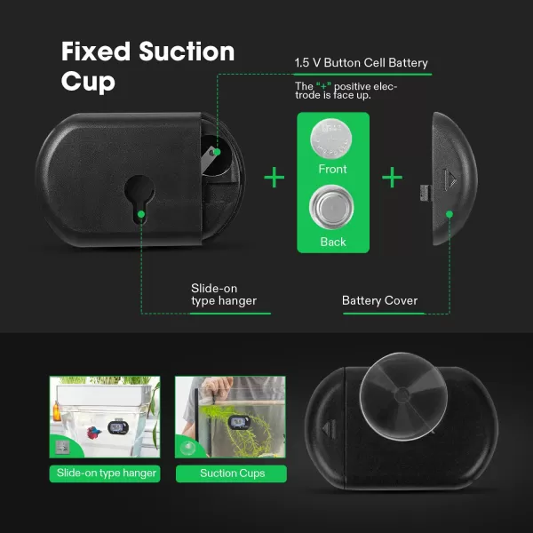VIVOSUN 2-Pack LCD Digital Aquarium Thermometer Fish Tank Water Terrarium Temperature with Suction Cup for Turtle