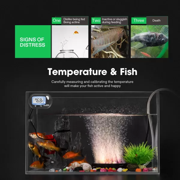 VIVOSUN 2-Pack LCD Digital Aquarium Thermometer Fish Tank Water Terrarium Temperature with Suction Cup for Turtle